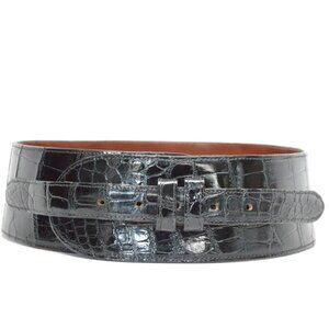 Barry Kieselstein Cord Black 3" Wide Alligator Belt SZ 2
